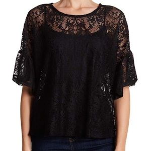 Bobeau bell sleeve all over lace top!
